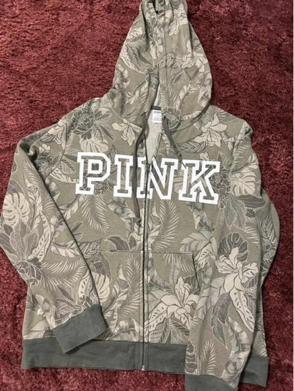 Victorias Secret Pink Olive tropical hoodie